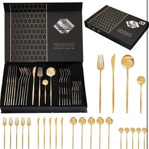 24-Piece Gold Silverware Set Gold Utensils Set for 6, Gold Spoons and Fork nwt